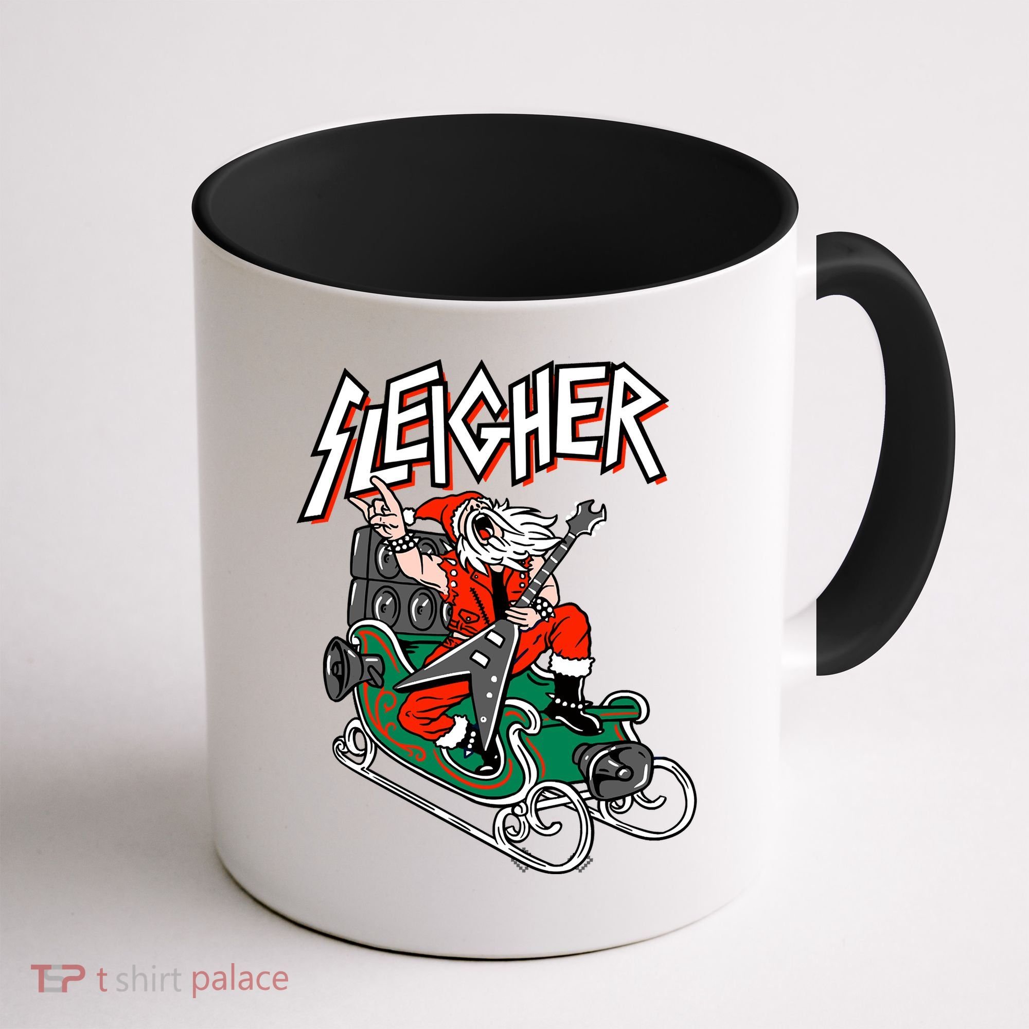 Ugly Christmas Sweater Sleigher Heavy Metal Santa Xmas Coffee Mug