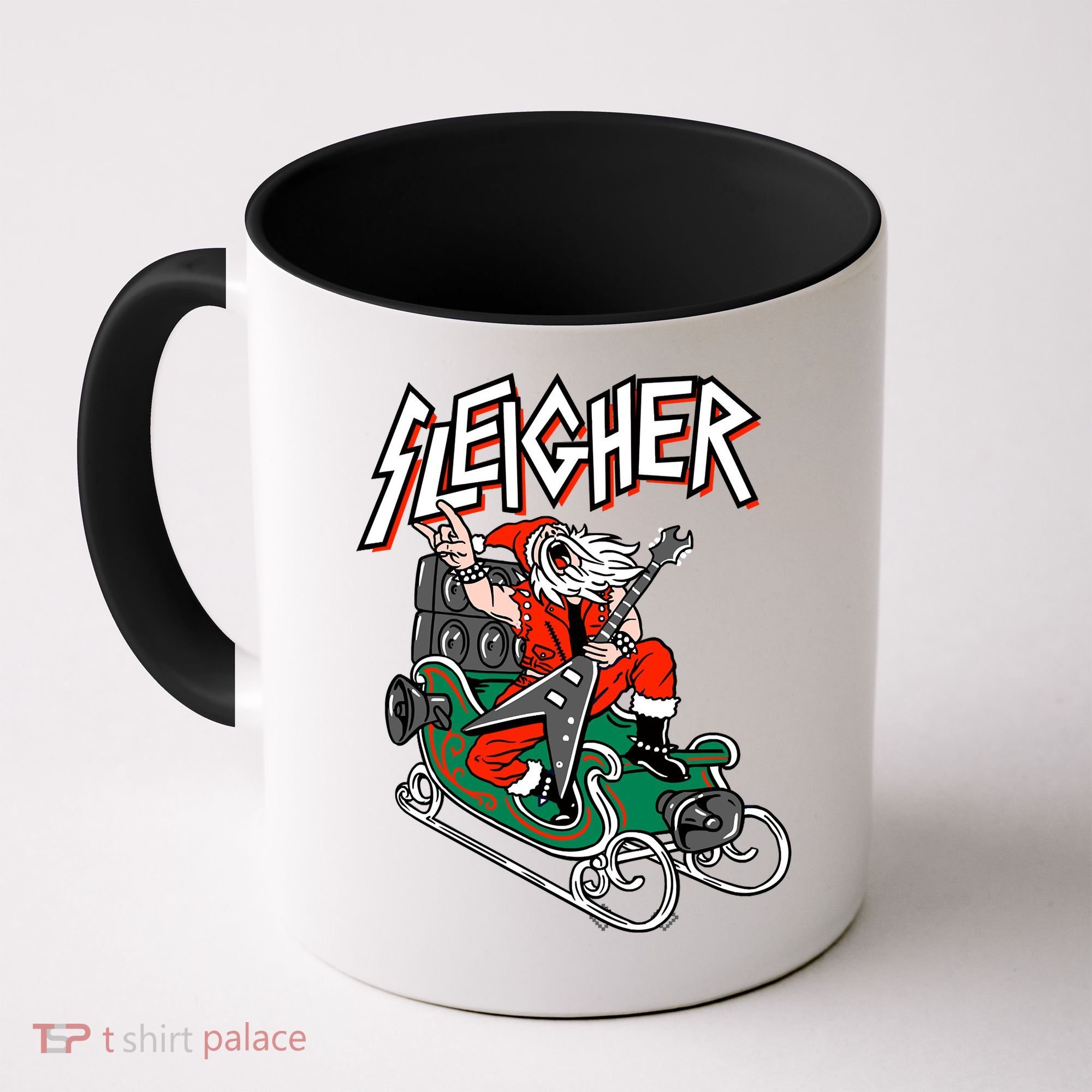 Ugly Christmas Sweater Sleigher Heavy Metal Santa Xmas Coffee Mug