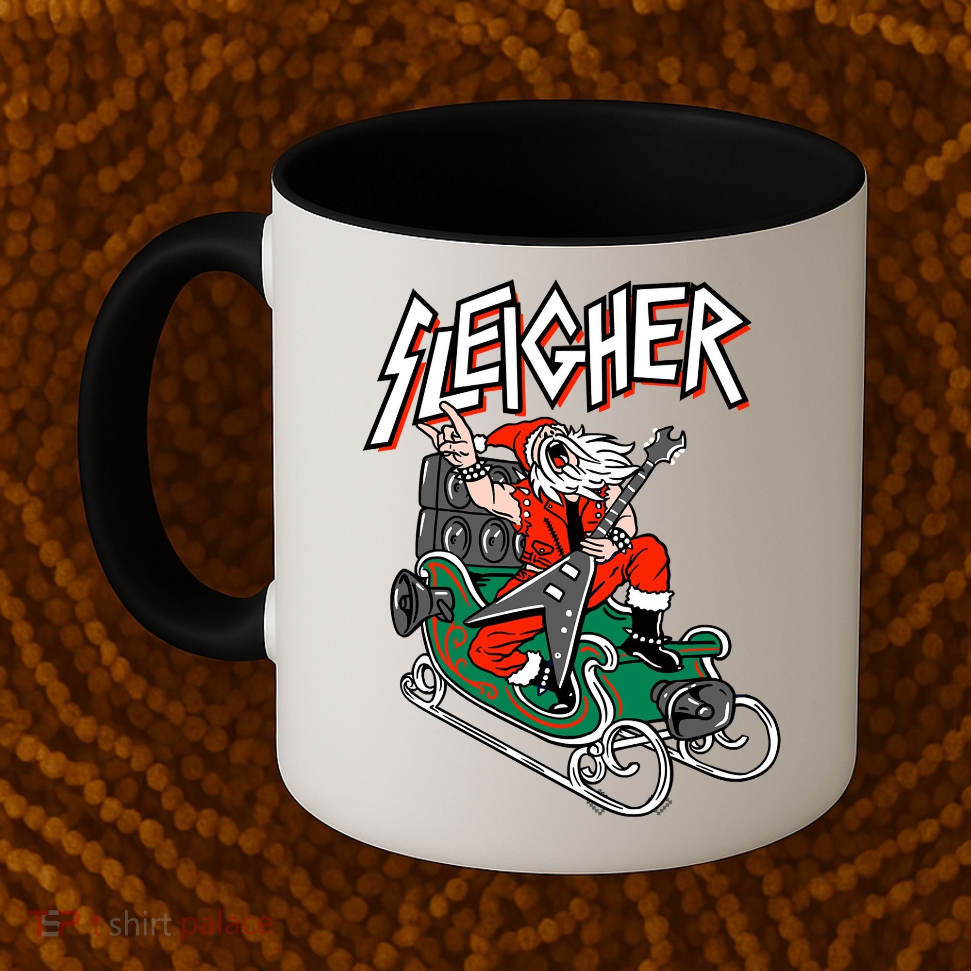 Ugly Christmas Sweater Sleigher Heavy Metal Santa Xmas Coffee Mug