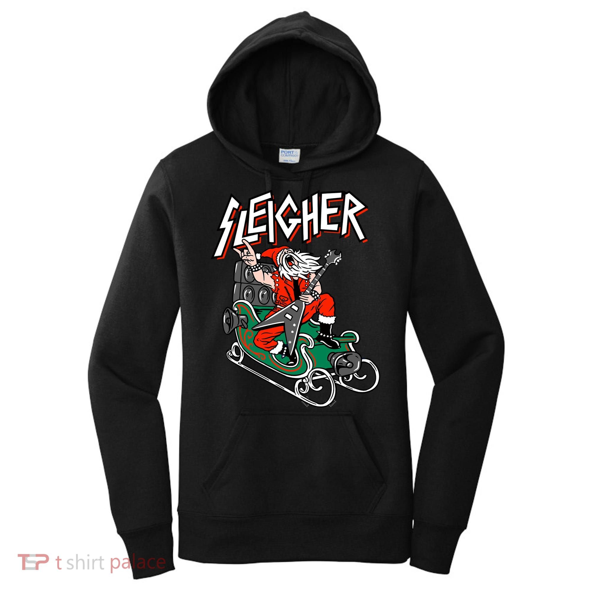 Ugly Christmas Sweater Sleigher Heavy Metal Santa Xmas Women's Hoodie