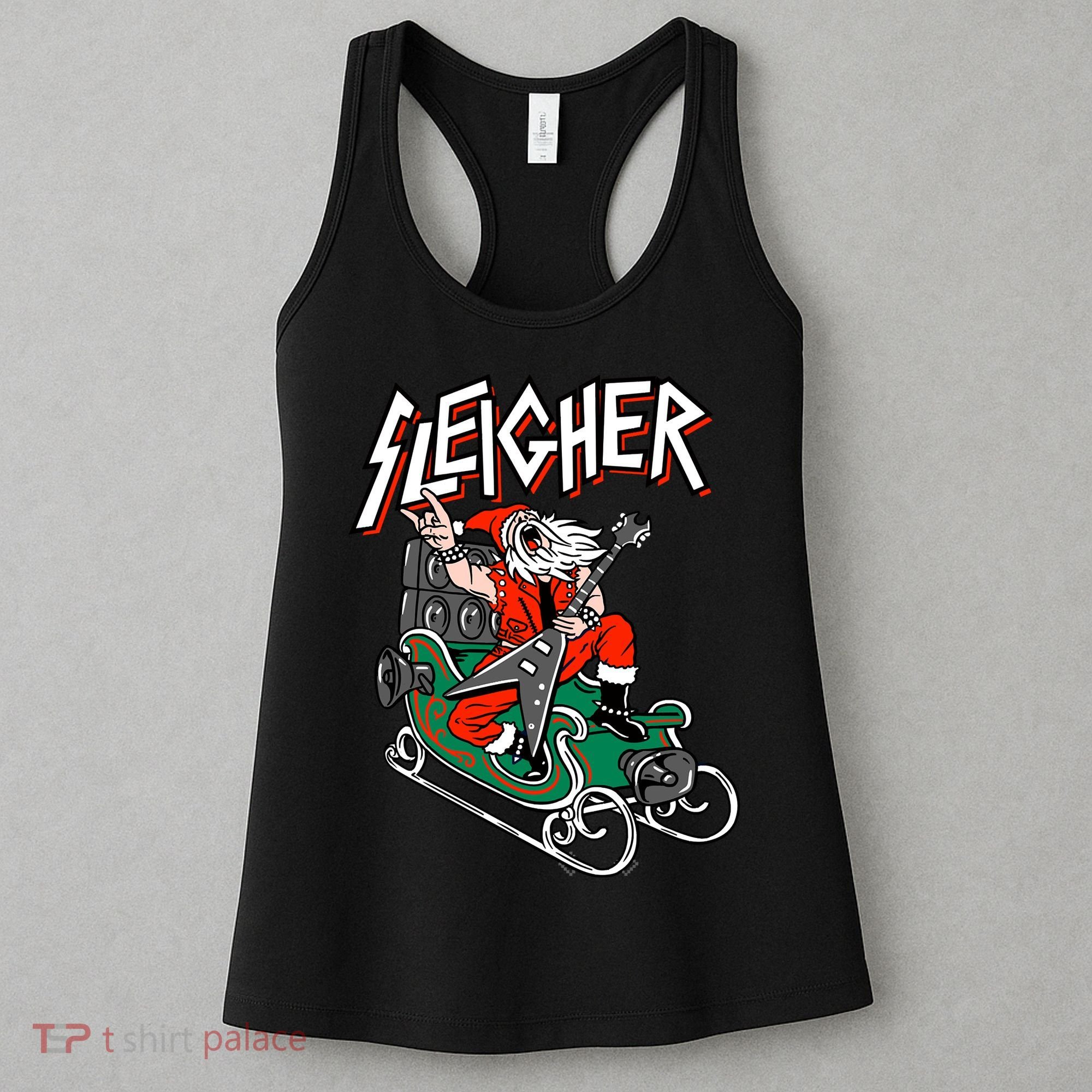 Ugly Christmas Sweater Sleigher Heavy Metal Santa Xmas Women's Tank Top