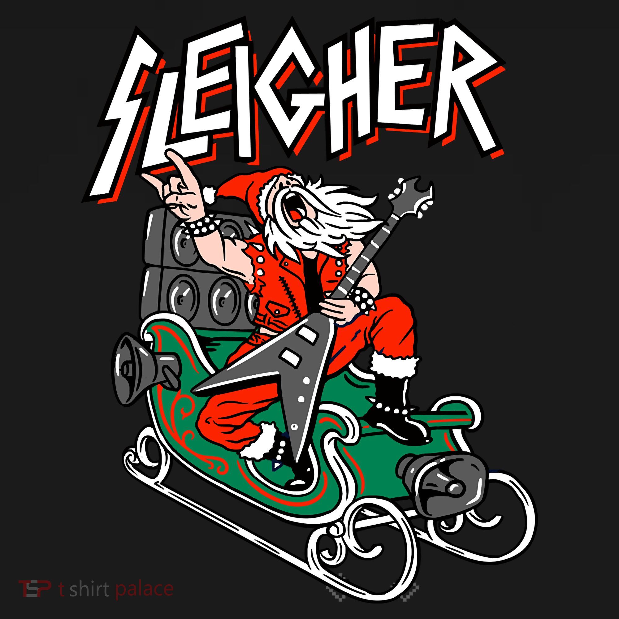 Ugly Christmas Sweater Sleigher Heavy Metal Santa Xmas Tank Top