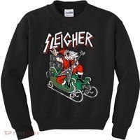 Ugly Christmas Sweater Sleigher Heavy Metal Santa Xmas Kids Sweatshirt thumb 0