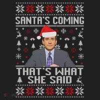 Ugly Christmas Sweater The Office Santa’s Coming That’s What She Said Beanie thumb 2