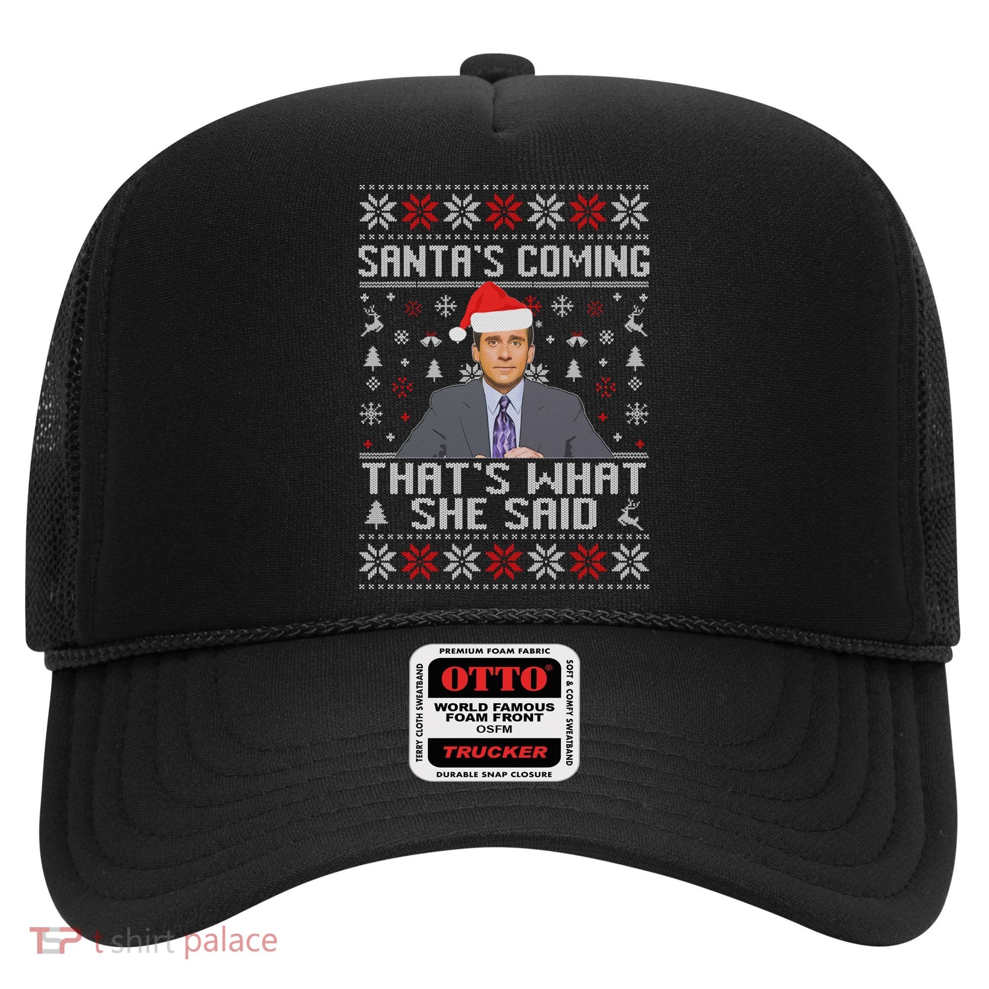 Ugly Christmas Sweater The Office Santa’s Coming That’s What She Said Hat
