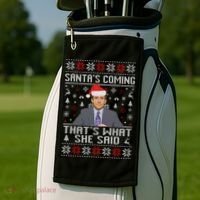 Ugly Christmas Sweater The Office Santa’s Coming That’s What She Said Golf Towel thumb 2
