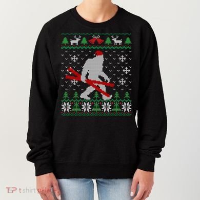 Ugly Christmas Sasquatch Ski Cool Gift Skiing Gift Cool Gift Women's Sweatshirt