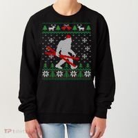 Ugly Christmas Sasquatch Ski Cool Gift Skiing Gift Cool Gift Women's Sweatshirt thumb 0