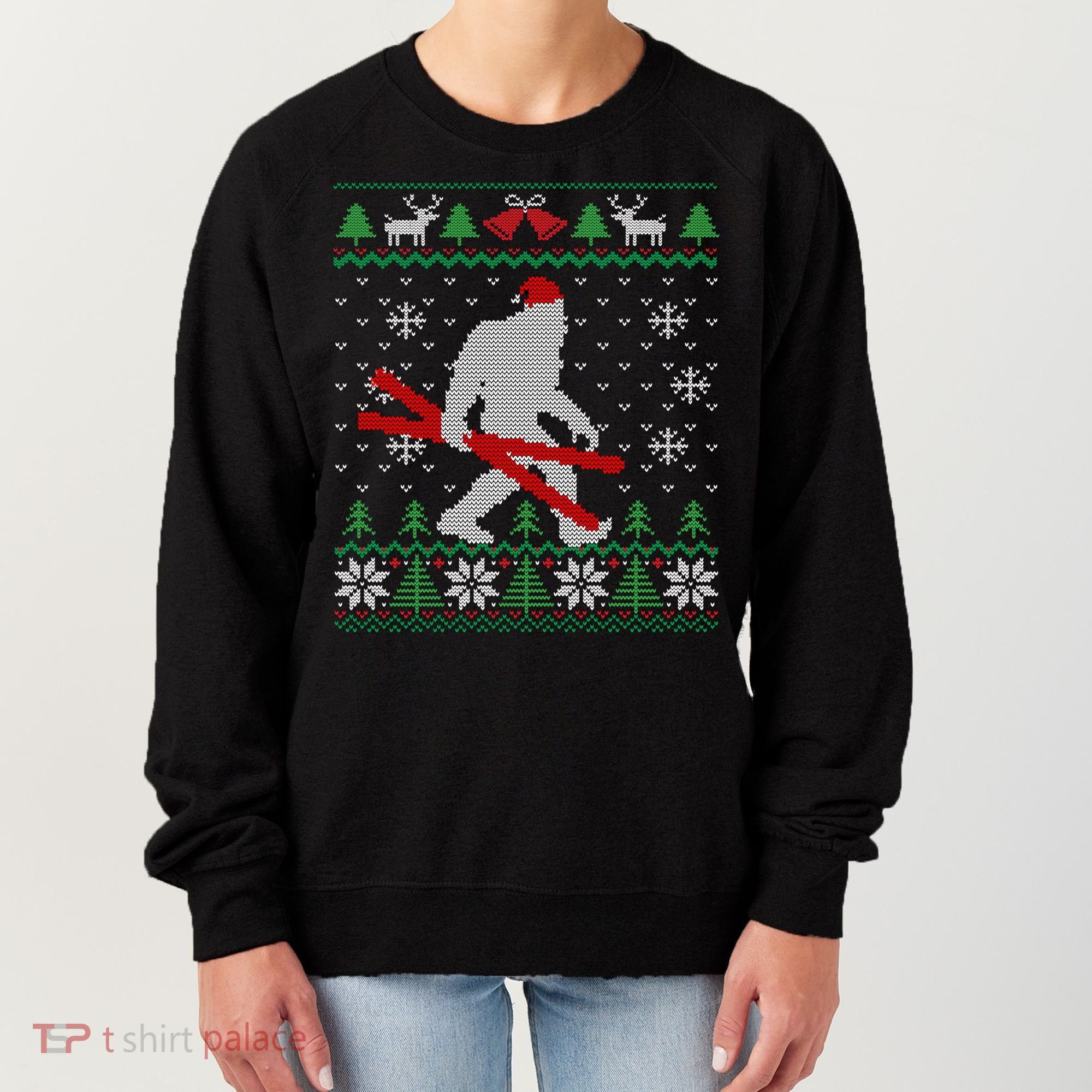 Ugly Christmas Sasquatch Ski Cool Gift Skiing Gift Cool Gift Women's Sweatshirt