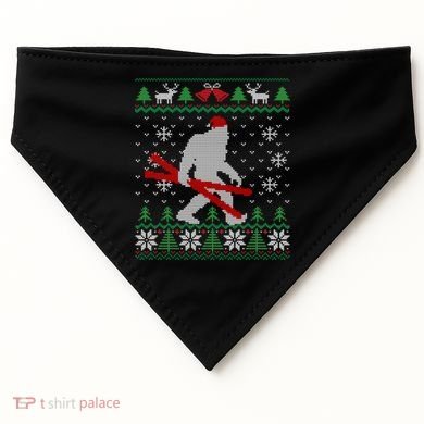 Ugly Christmas Sasquatch Ski Cool Gift Skiing Gift Cool Gift USA-Made Doggie Bandana