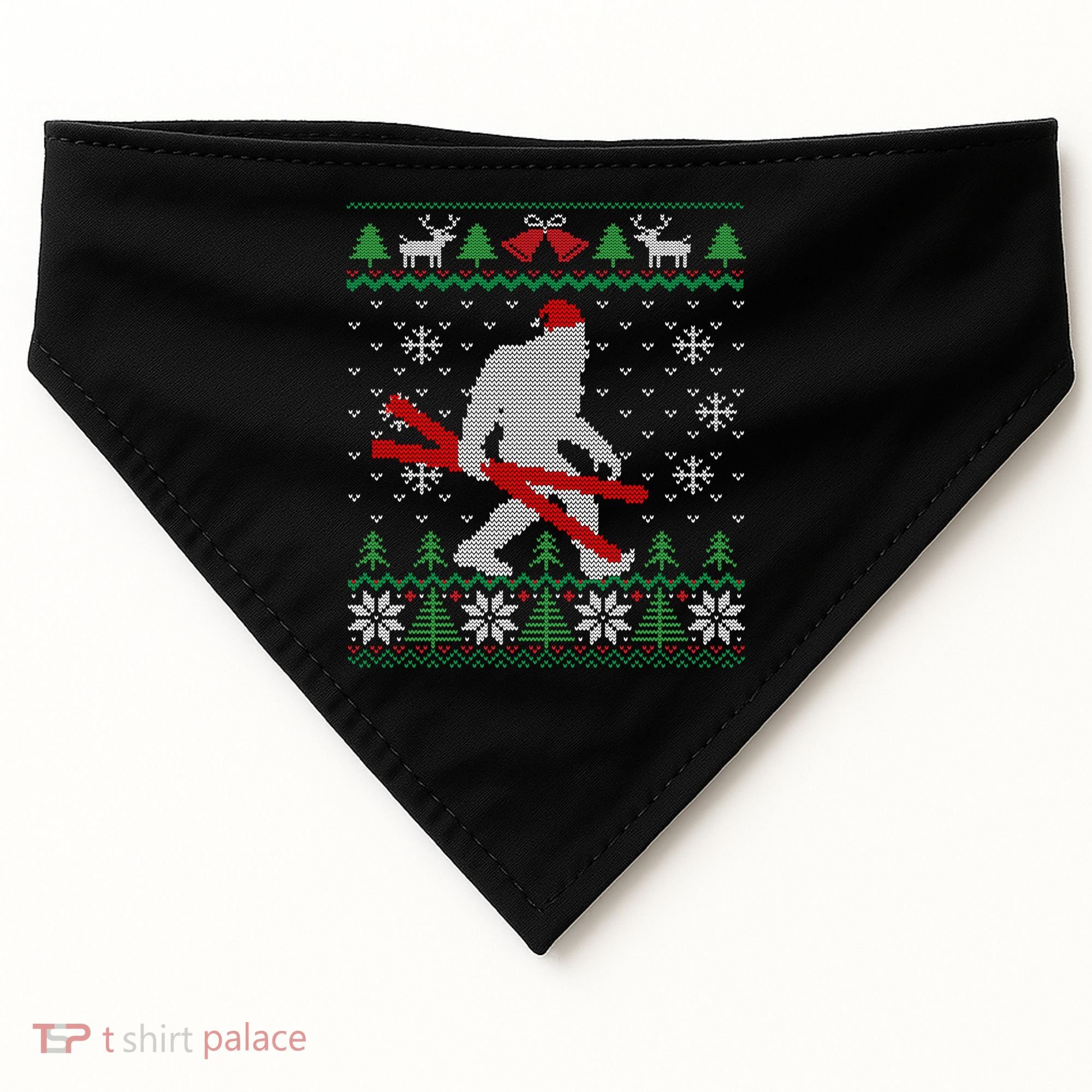 Ugly Christmas Sasquatch Ski Cool Gift Skiing Gift Cool Gift USA-Made Doggie Bandana