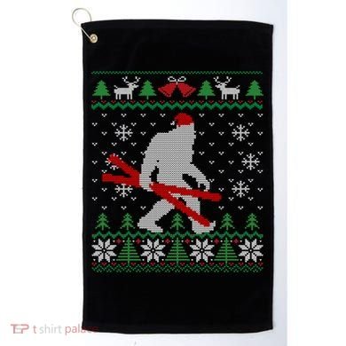 Ugly Christmas Sasquatch Ski Cool Gift Skiing Gift Cool Gift Golf Towel