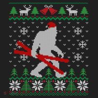 Ugly Christmas Sasquatch Ski Cool Gift Skiing Gift Cool Gift Golf Towel thumb 3