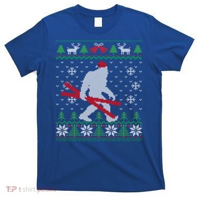 Ugly Christmas Sasquatch Ski Cool Gift Skiing Gift Cool Gift T-Shirt