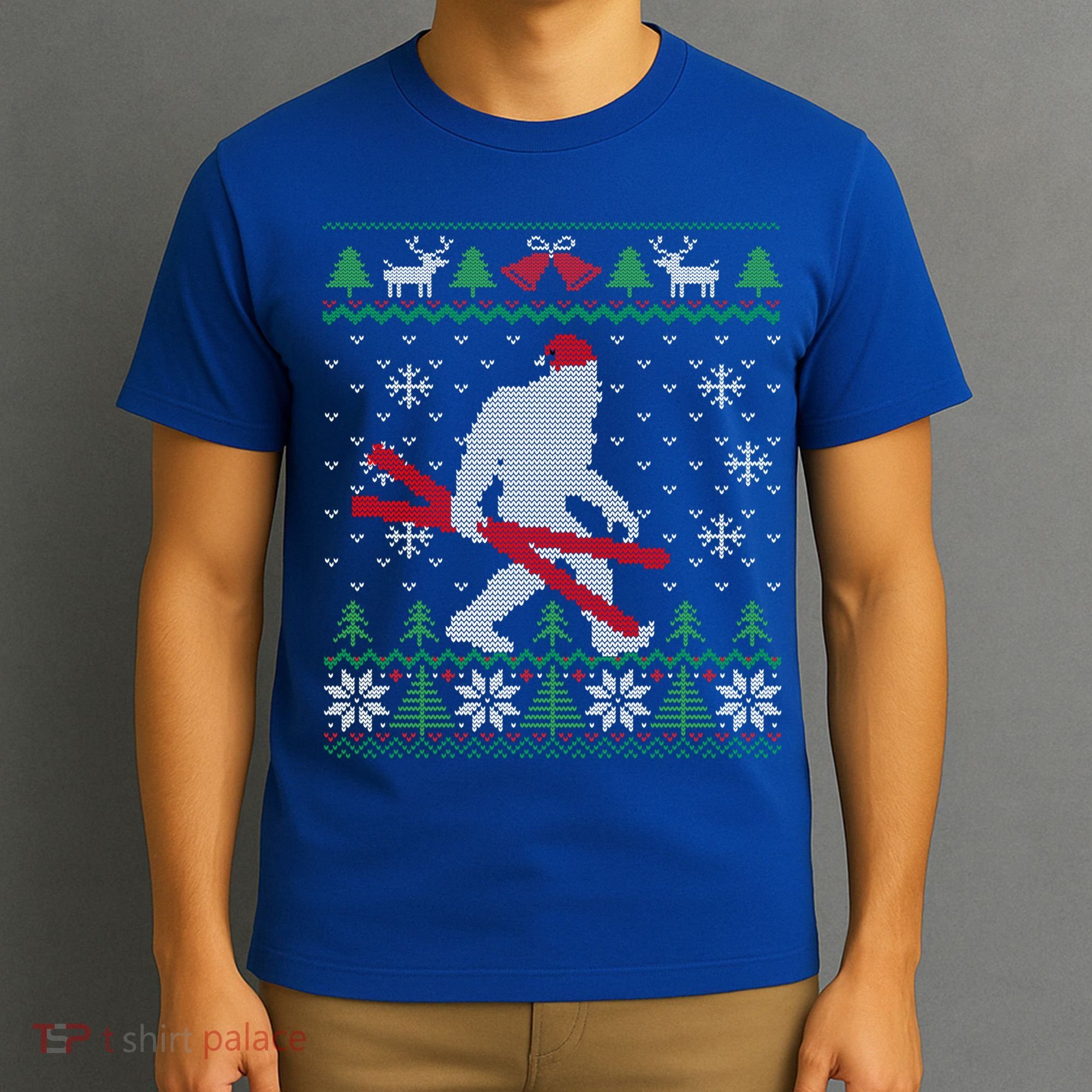 Ugly Christmas Sasquatch Ski Cool Gift Skiing Gift Cool Gift T-Shirt