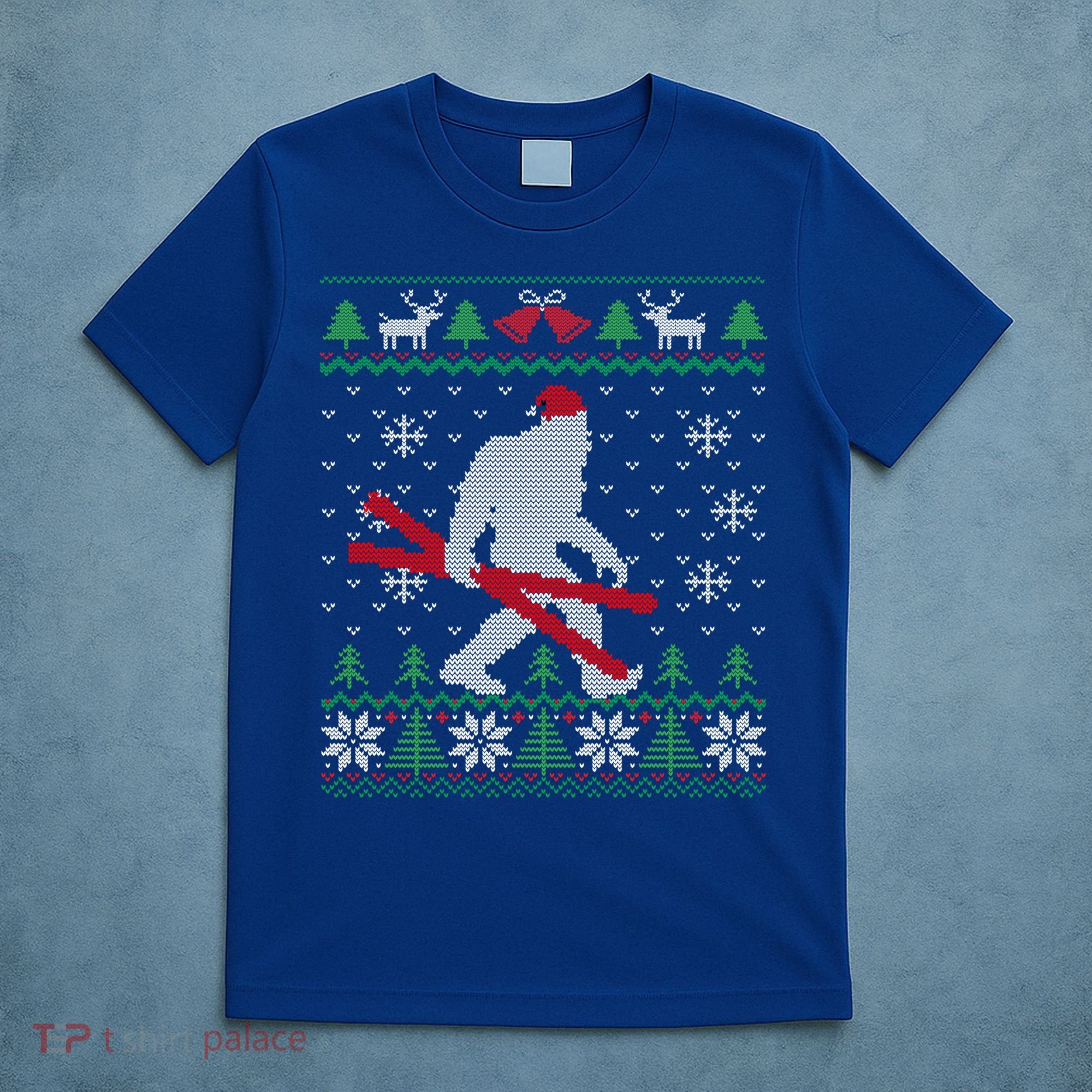Ugly Christmas Sasquatch Ski Cool Gift Skiing Gift Cool Gift T-Shirt