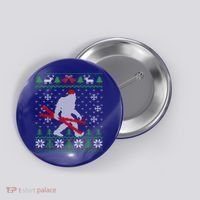 Ugly Christmas Sasquatch Ski Cool Gift Skiing Gift Cool Gift Button thumb 0