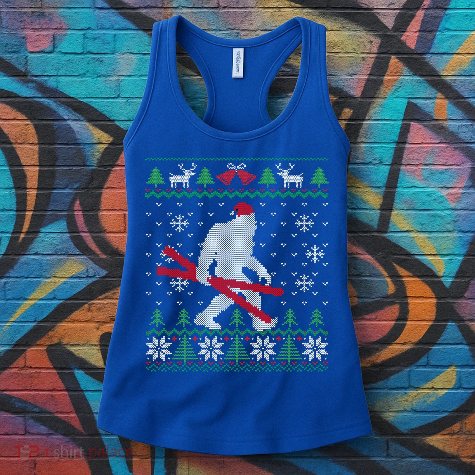 Ugly Christmas Sasquatch Ski Cool Gift Skiing Gift Cool Gift Women's Tank Top