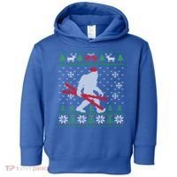 Ugly Christmas Sasquatch Ski Cool Gift Skiing Gift Cool Gift Toddler Hoodie thumb 0