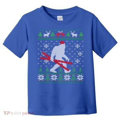 Ugly Christmas Sasquatch Ski Cool Gift Skiing Gift Cool Gift Toddler T-Shirt