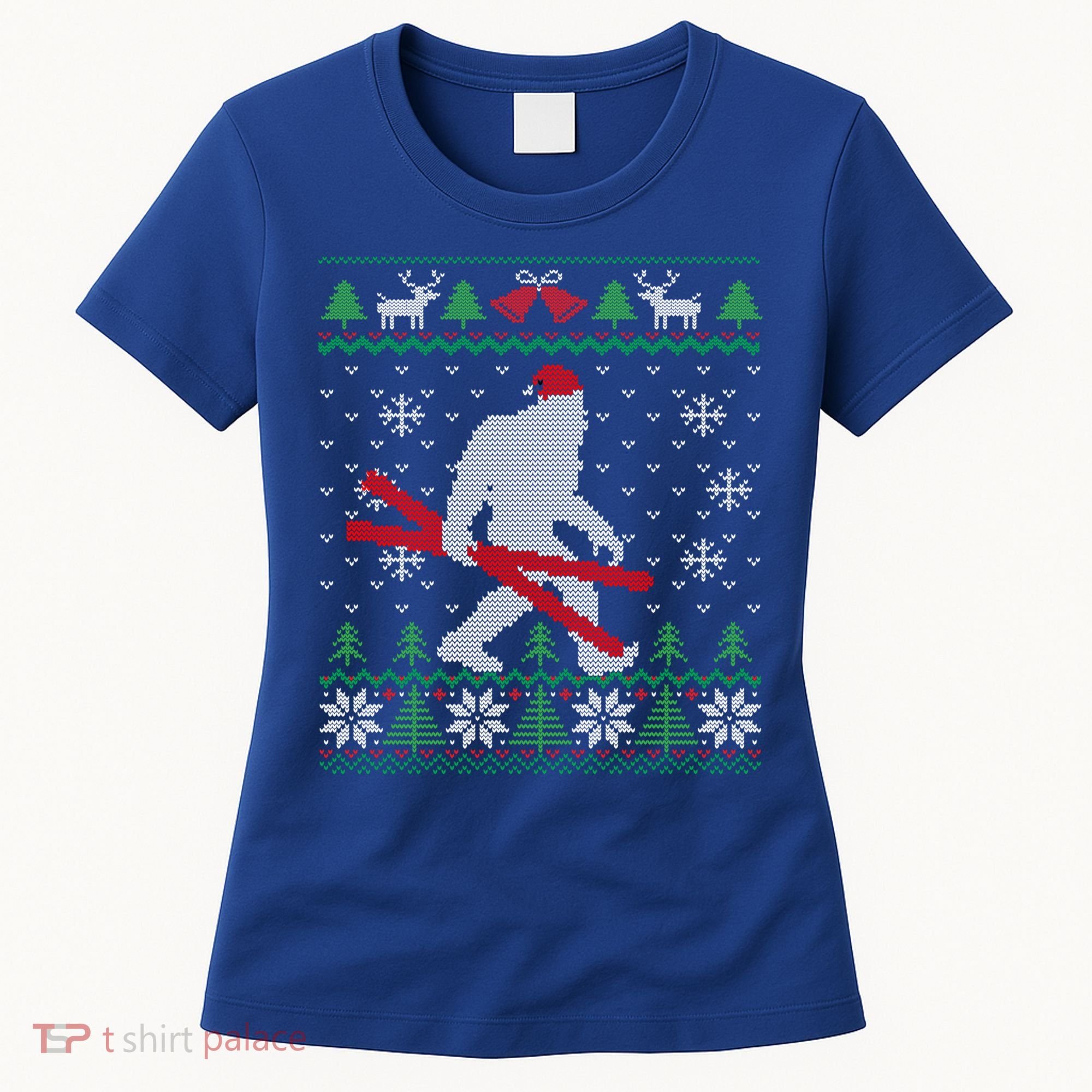 Ugly Christmas Sasquatch Ski Cool Gift Skiing Gift Cool Gift Women's T-Shirt