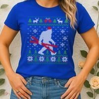 Ugly Christmas Sasquatch Ski Cool Gift Skiing Gift Cool Gift Women's T-Shirt thumb 2