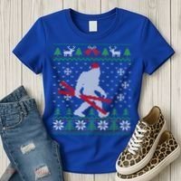 Ugly Christmas Sasquatch Ski Cool Gift Skiing Gift Cool Gift Women's T-Shirt thumb 3