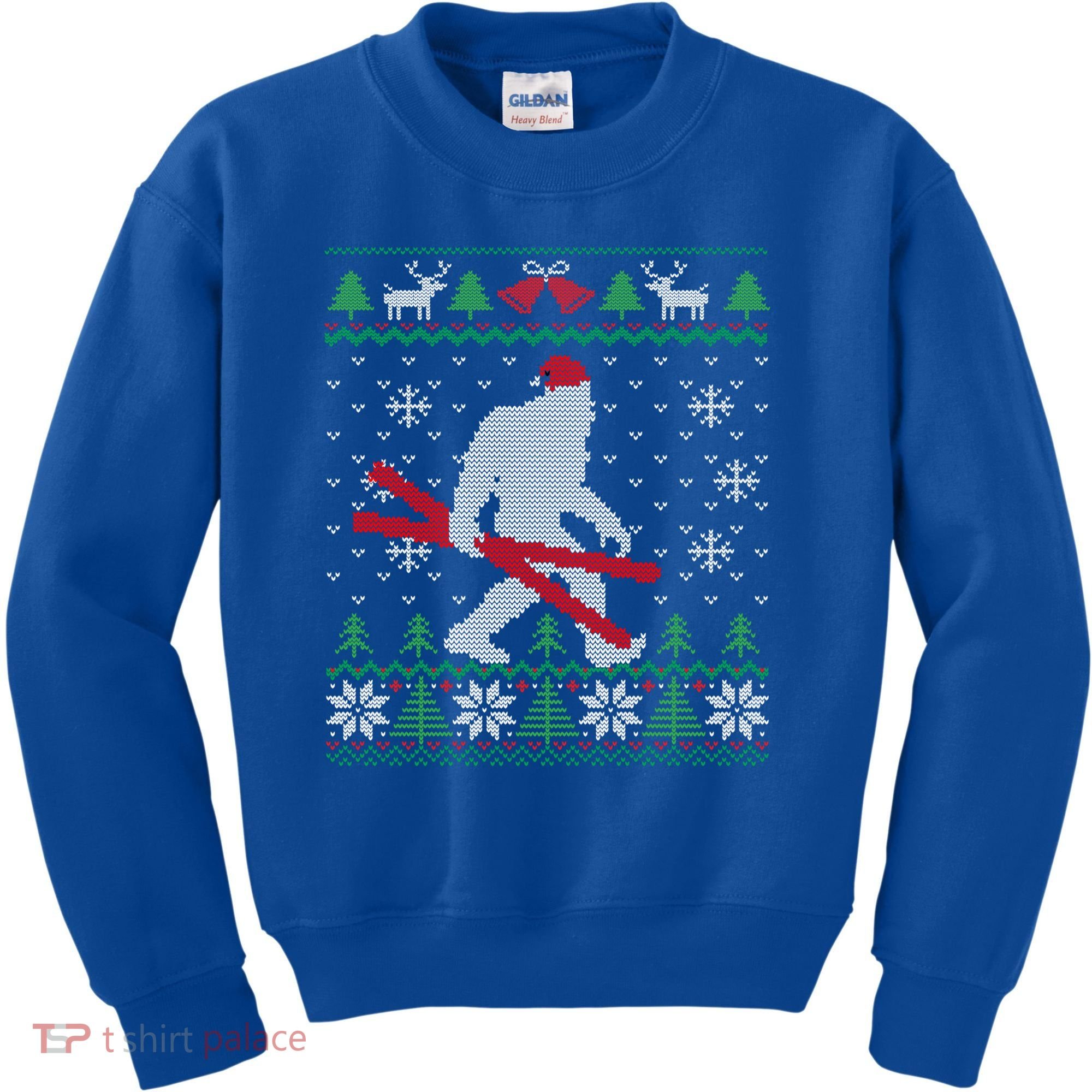 Ugly Christmas Sasquatch Ski Cool Gift Skiing Gift Cool Gift Kids Sweatshirt