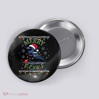 Ugly Christmas Sweater Merry F CAW F Crow Button thumb 0