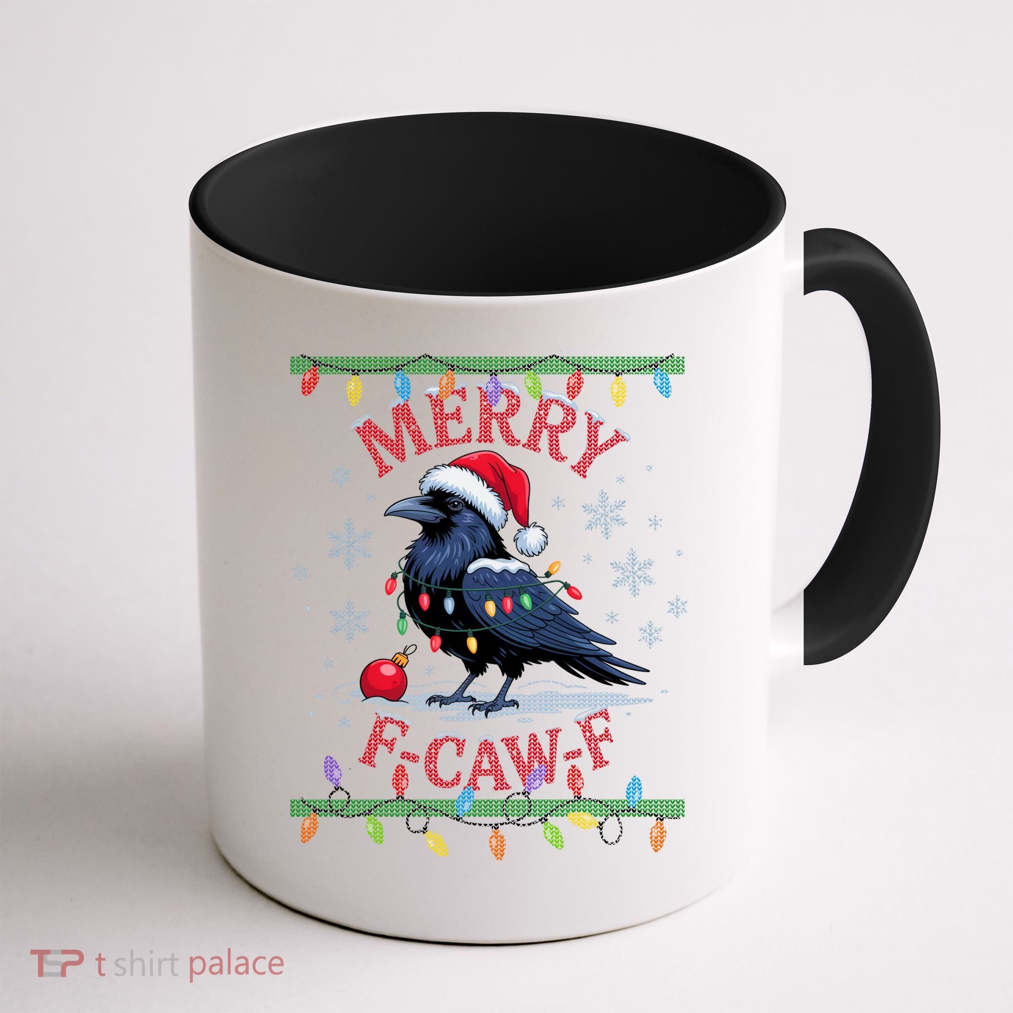 Ugly Christmas Sweater Merry F CAW F Crow Coffee Mug