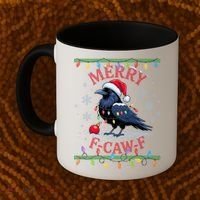 Ugly Christmas Sweater Merry F CAW F Crow Coffee Mug thumb 2