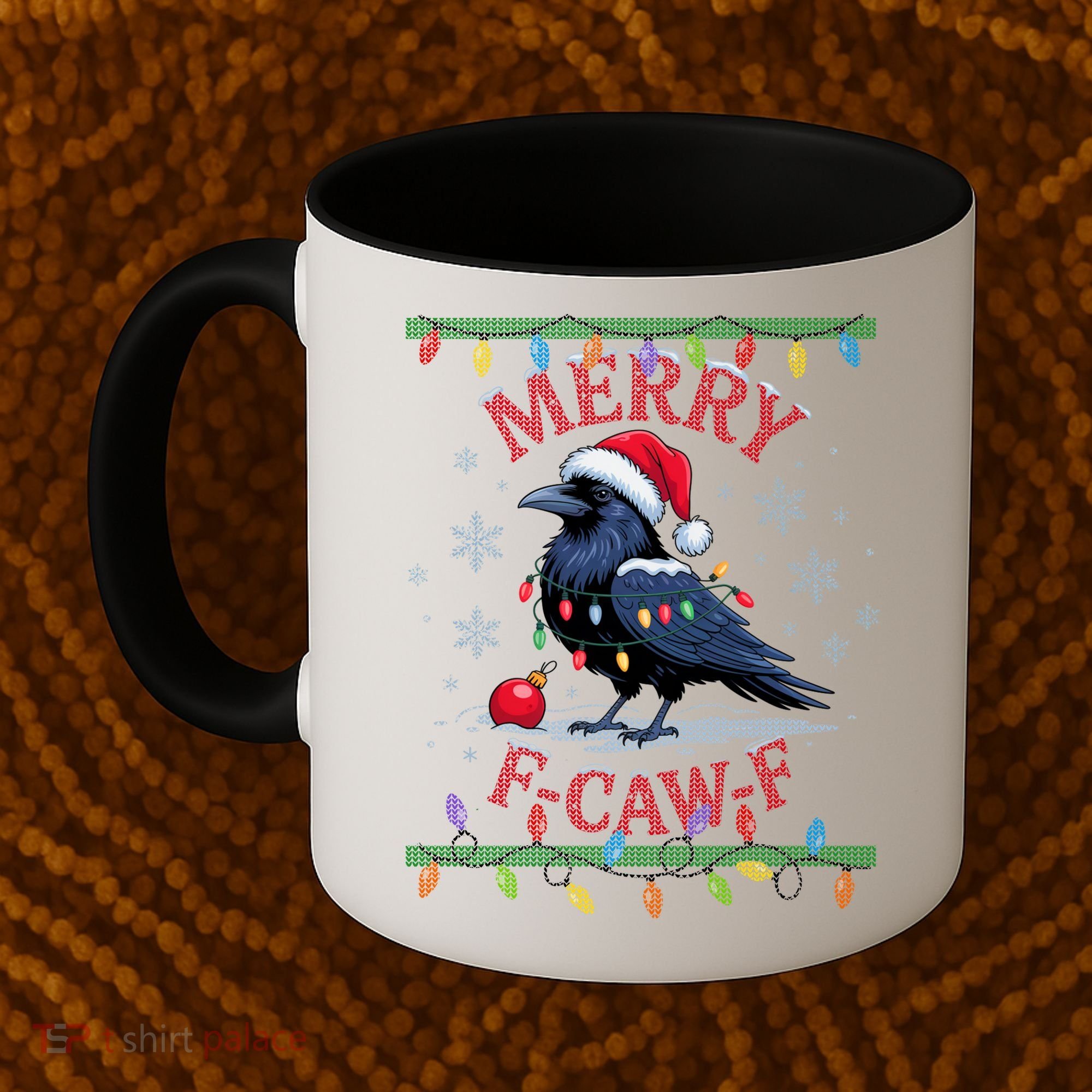 Ugly Christmas Sweater Merry F CAW F Crow Coffee Mug