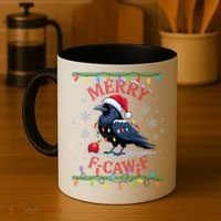 Ugly Christmas Sweater Merry F CAW F Crow Coffee Mug thumb 4