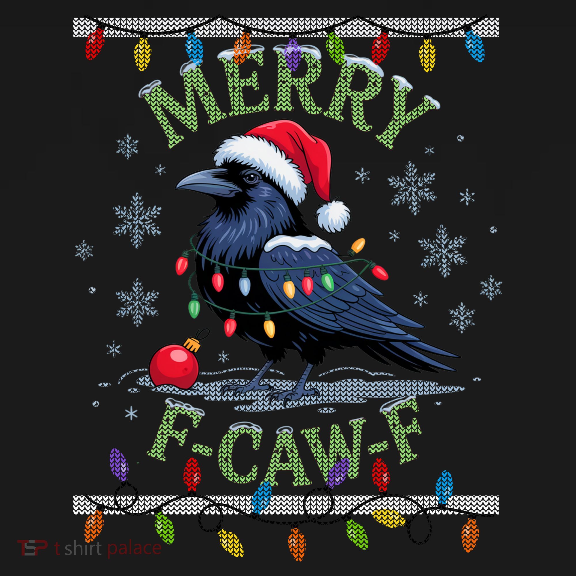 Ugly Christmas Sweater Merry F CAW F Crow Polo
