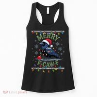 Ugly Christmas Sweater Merry F CAW F Crow Women's Tank Top thumb 0