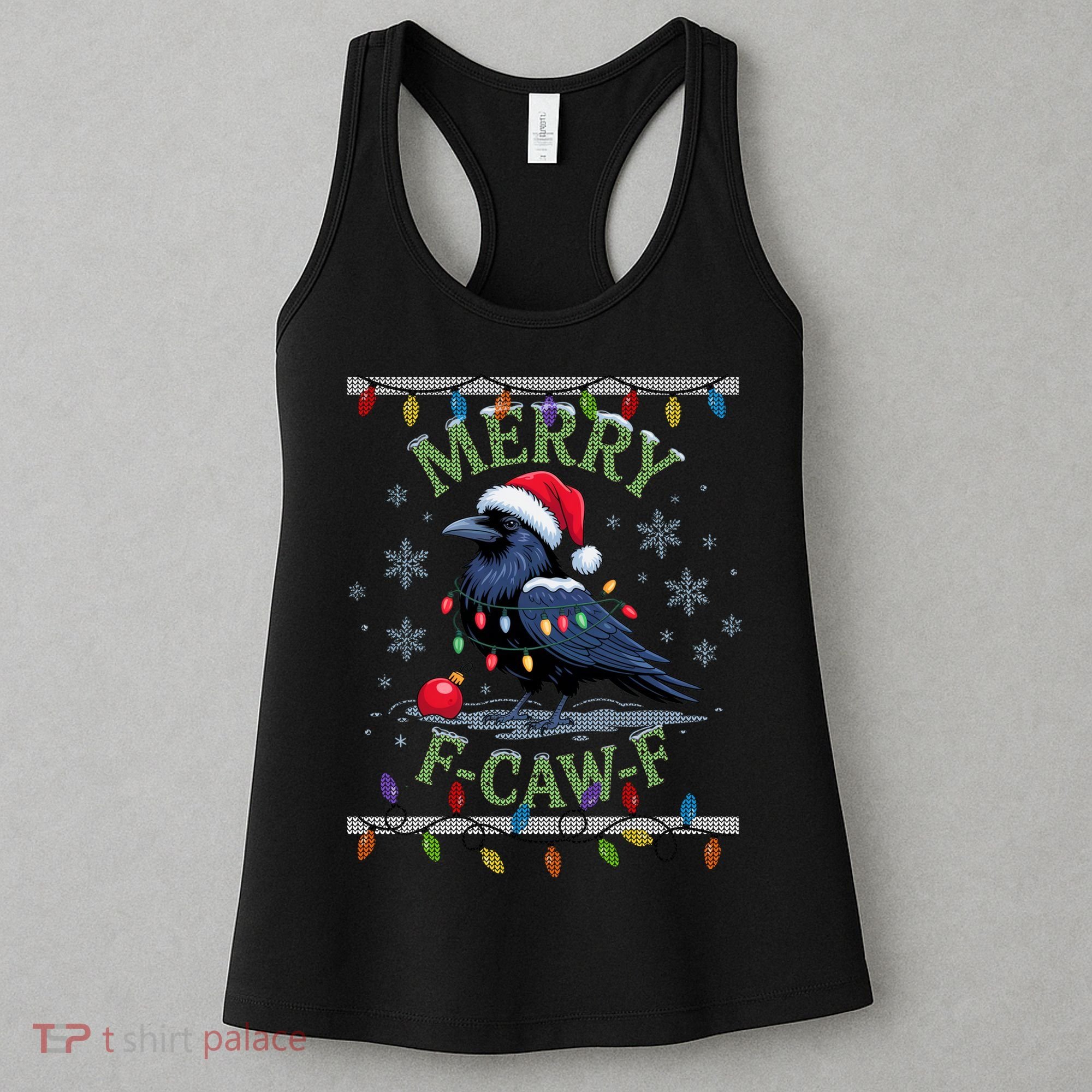 Ugly Christmas Sweater Merry F CAW F Crow Women's Tank Top