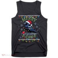 Ugly Christmas Sweater Merry F CAW F Crow Tank Top thumb 0