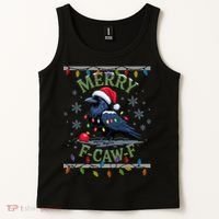 Ugly Christmas Sweater Merry F CAW F Crow Tank Top thumb 2