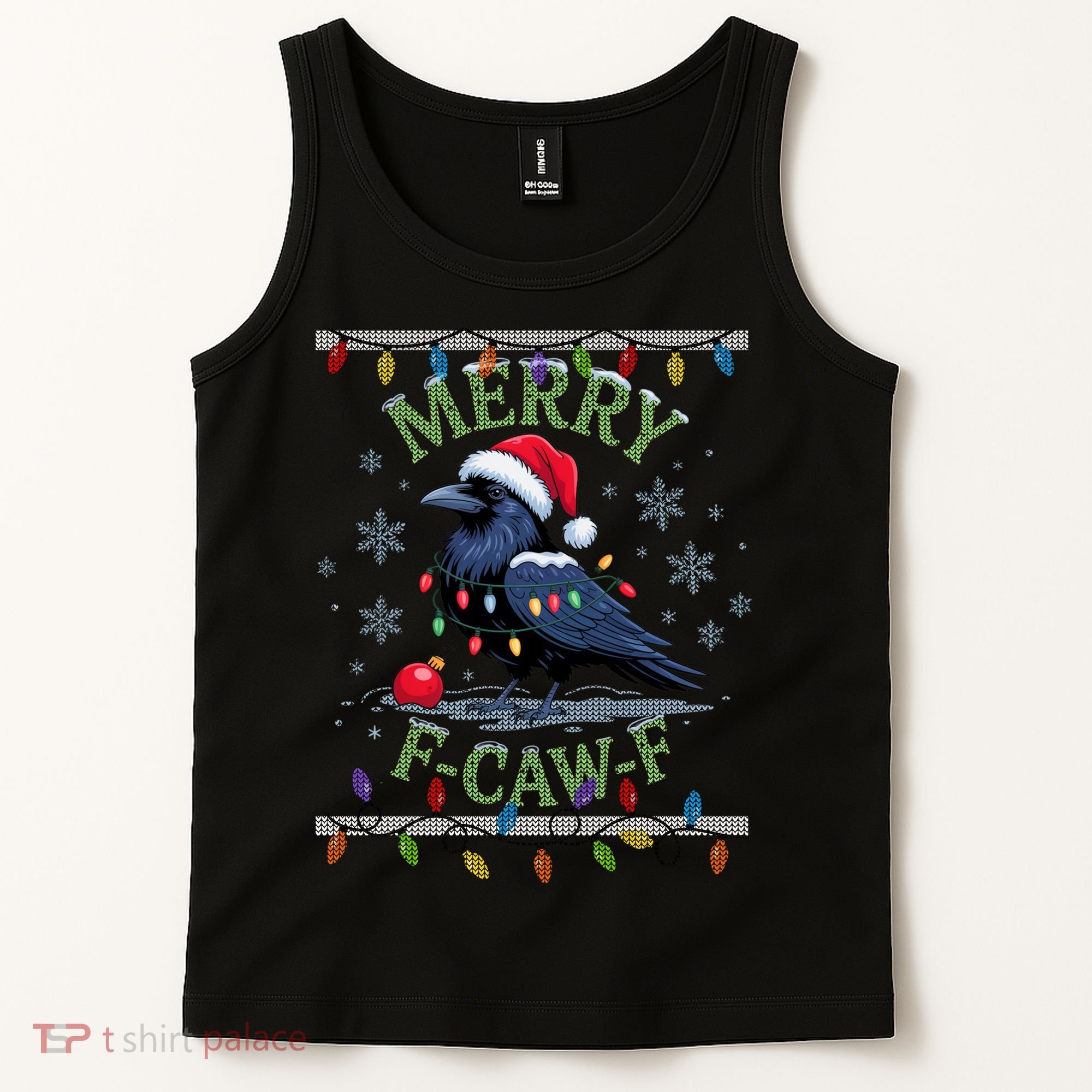 Ugly Christmas Sweater Merry F CAW F Crow Tank Top
