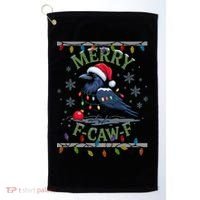 Ugly Christmas Sweater Merry F CAW F Crow Golf Towel thumb 0