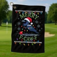 Ugly Christmas Sweater Merry F CAW F Crow Golf Towel thumb 1