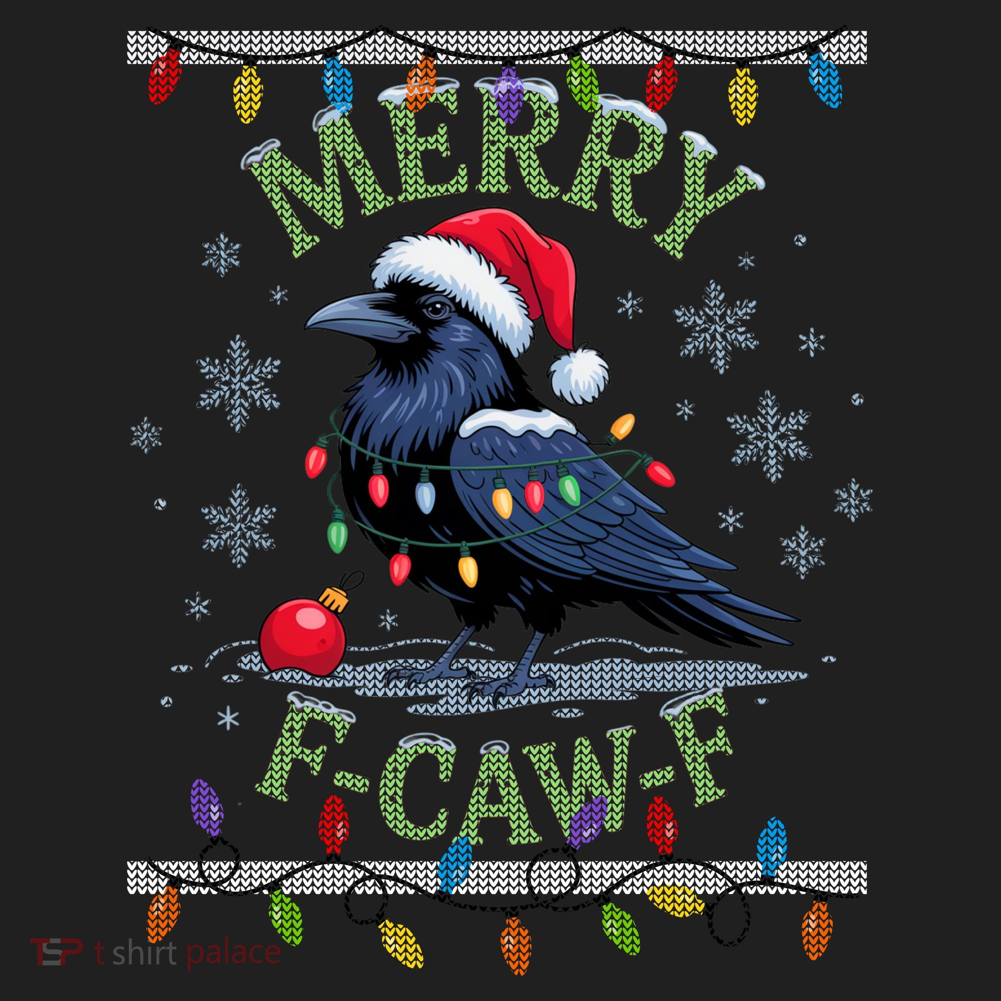 Ugly Christmas Sweater Merry F CAW F Crow Golf Towel