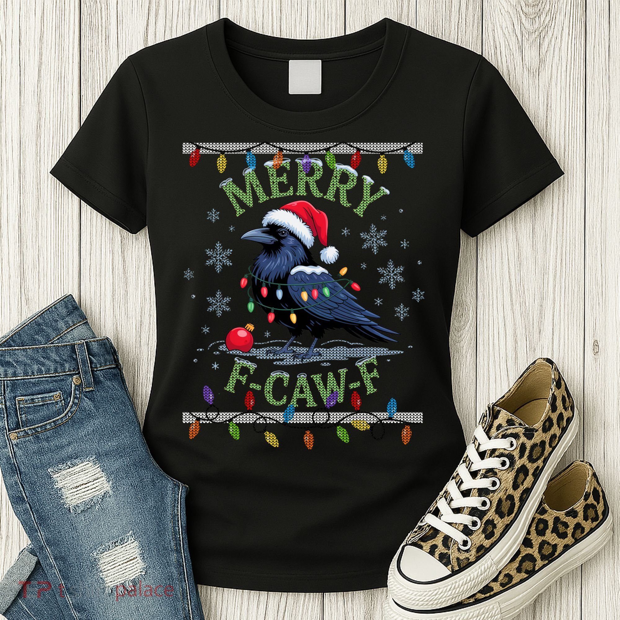 Ugly Christmas Sweater Merry F CAW F Crow Women's T-Shirt
