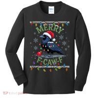 Ugly Christmas Sweater Merry F CAW F Crow Kids Long Sleeve Shirt thumb 0