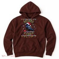 Ugly Christmas Sweater Merry F CAW F Crow Hoodie thumb 0