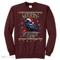 Ugly Christmas Sweater Merry F CAW F Crow Sweatshirt thumb 0