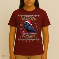 Ugly Christmas Sweater Merry F CAW F Crow T-Shirt thumb 4