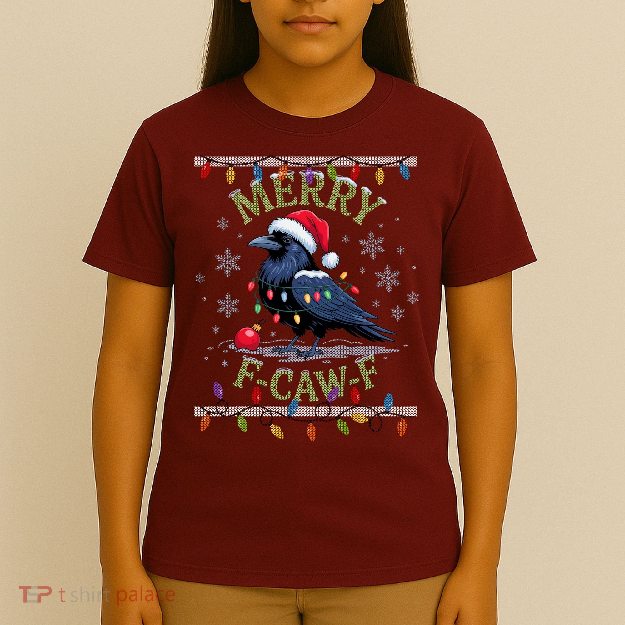 Ugly Christmas Sweater Merry F CAW F Crow T-Shirt