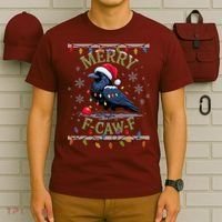 Ugly Christmas Sweater Merry F CAW F Crow T-Shirt thumb 6