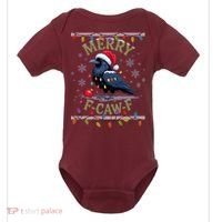 Ugly Christmas Sweater Merry F CAW F Crow Baby Bodysuit thumb 0